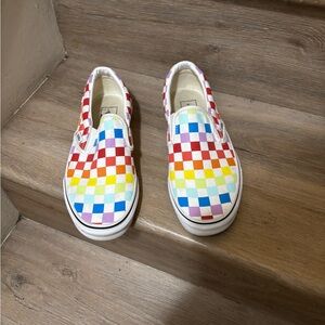 Vans Kids Slip-On Sneakers in Rainbow Checkerboard